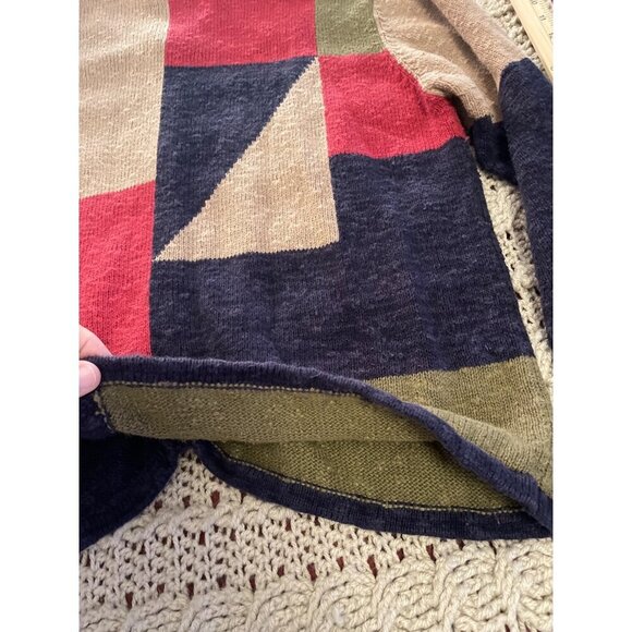 Colorful Patchwork Christopher & Banks XL Cardigan Women’s Sweater Red, Blue, Gr - Picture 9 of 10